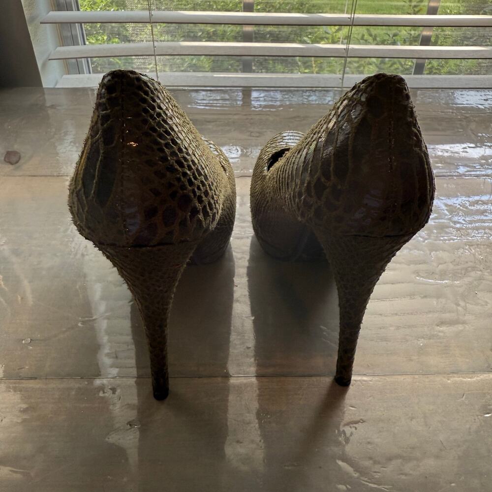 Shoedazzle Green Marisol Snakeskin Heels Sz 9 - Picture 8 of 12